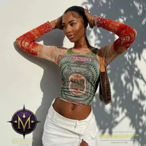 Fashion Digital Printing Colorful Breathable Women's Round Neck Pullover