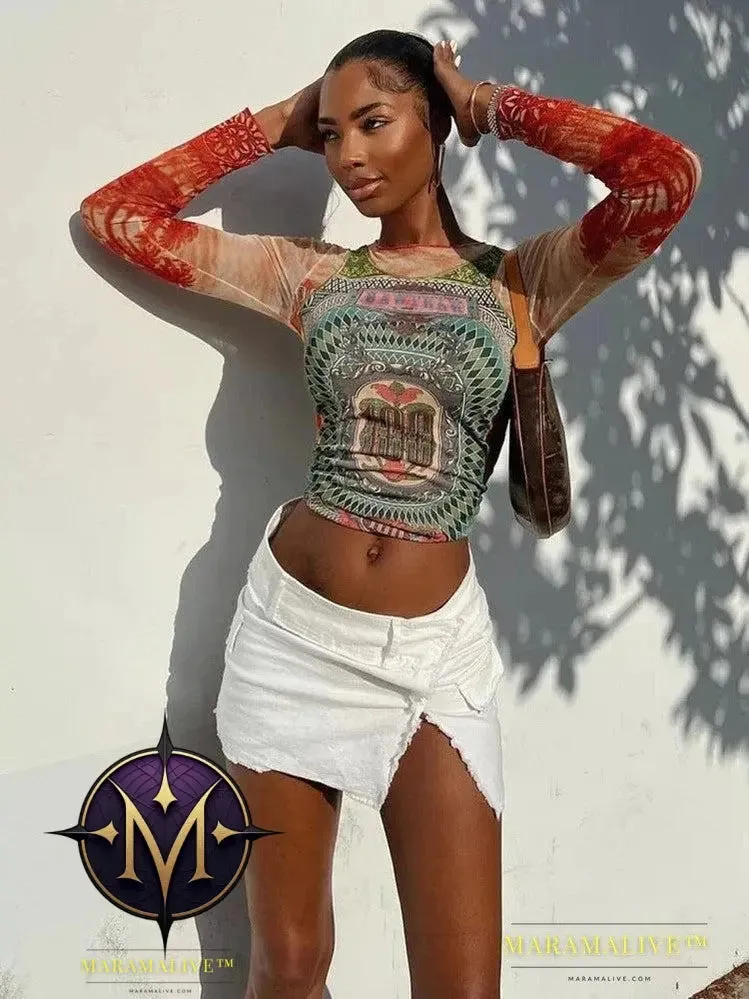 Fashion Digital Printing Colorful Breathable Women's Round Neck Pullover