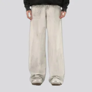 Fashionable washed out baggy men's jeans