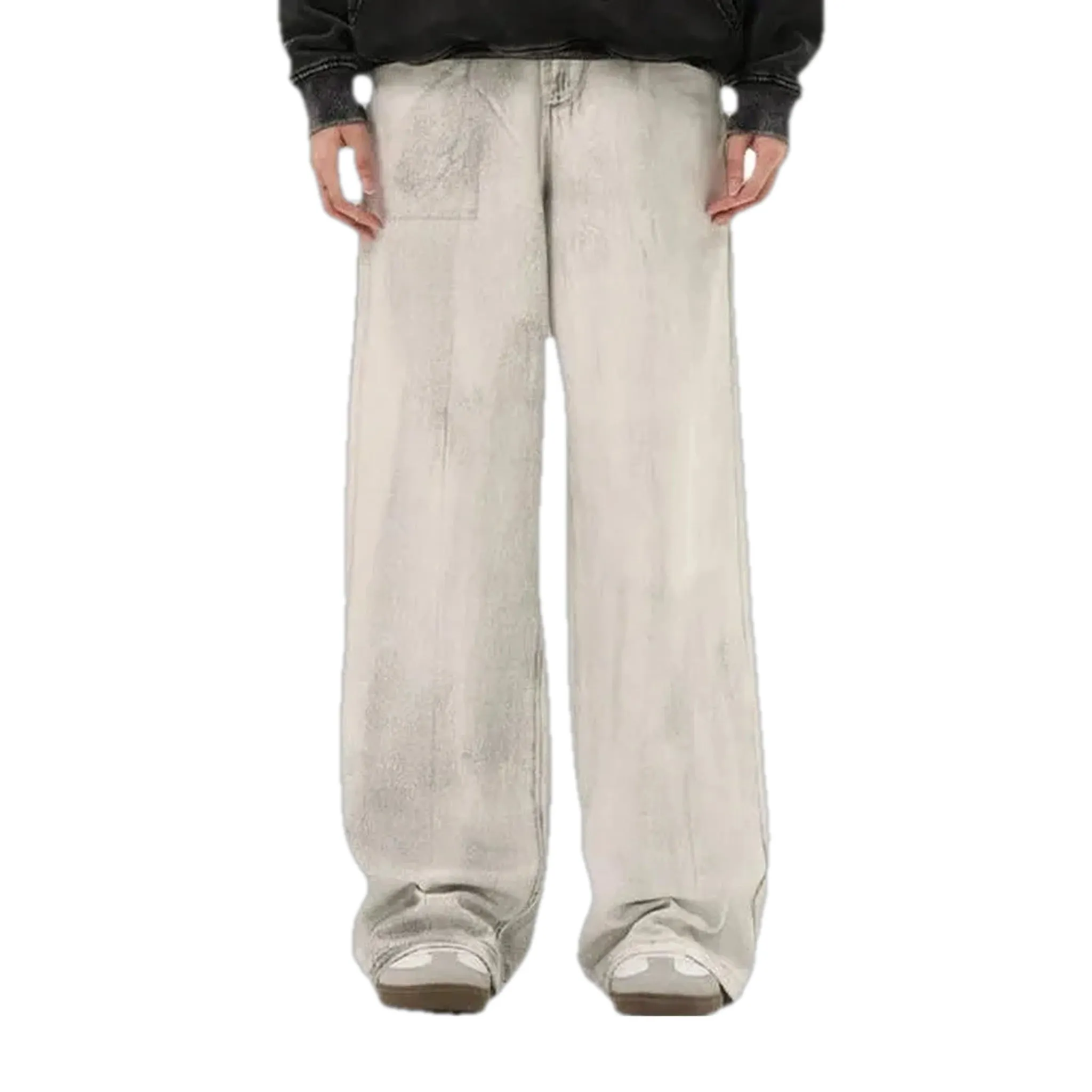 Fashionable washed out baggy men's jeans