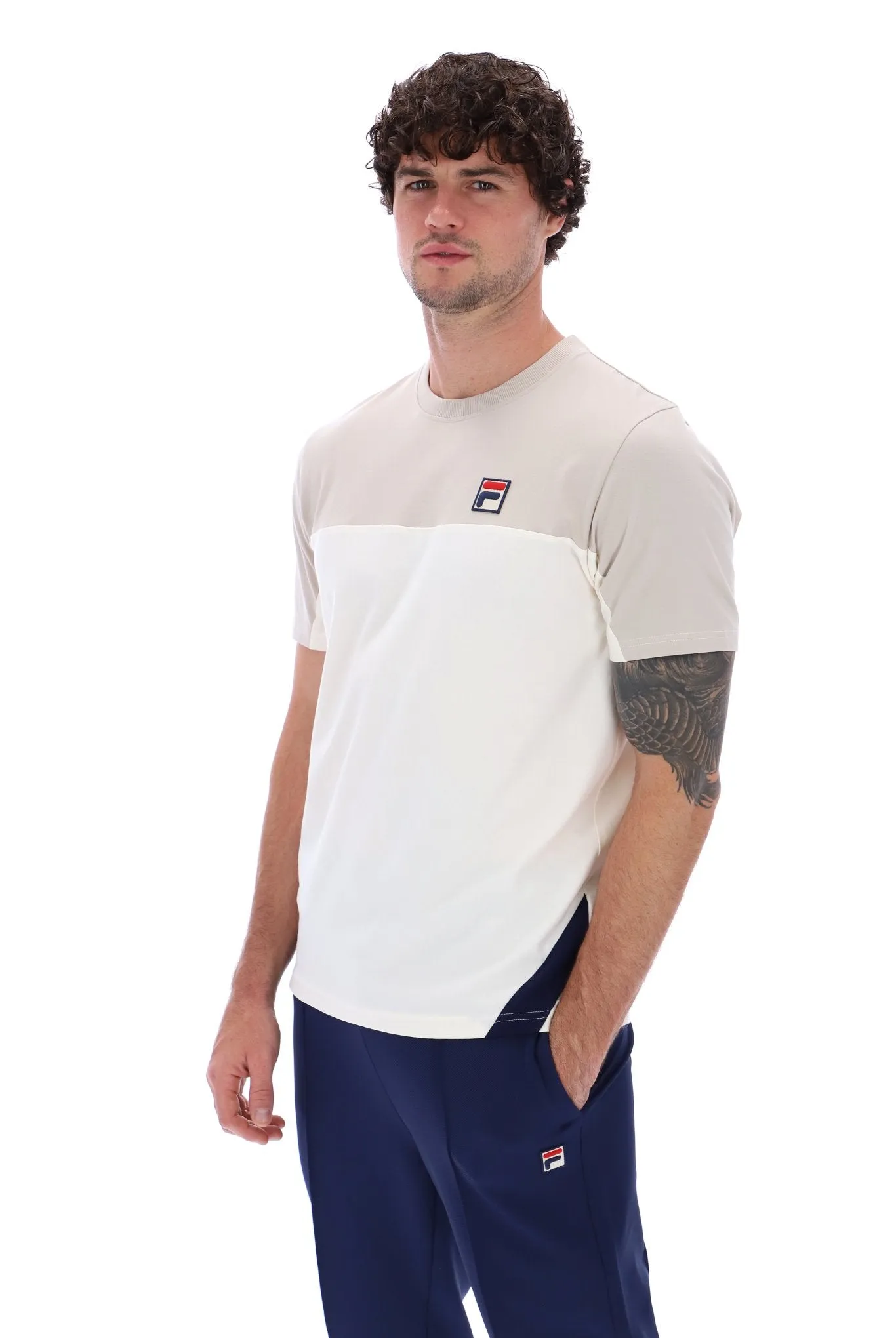 Fila FW24MH027 Tiebreaker T-shirt 130 Gardenia/Silver/Navy
