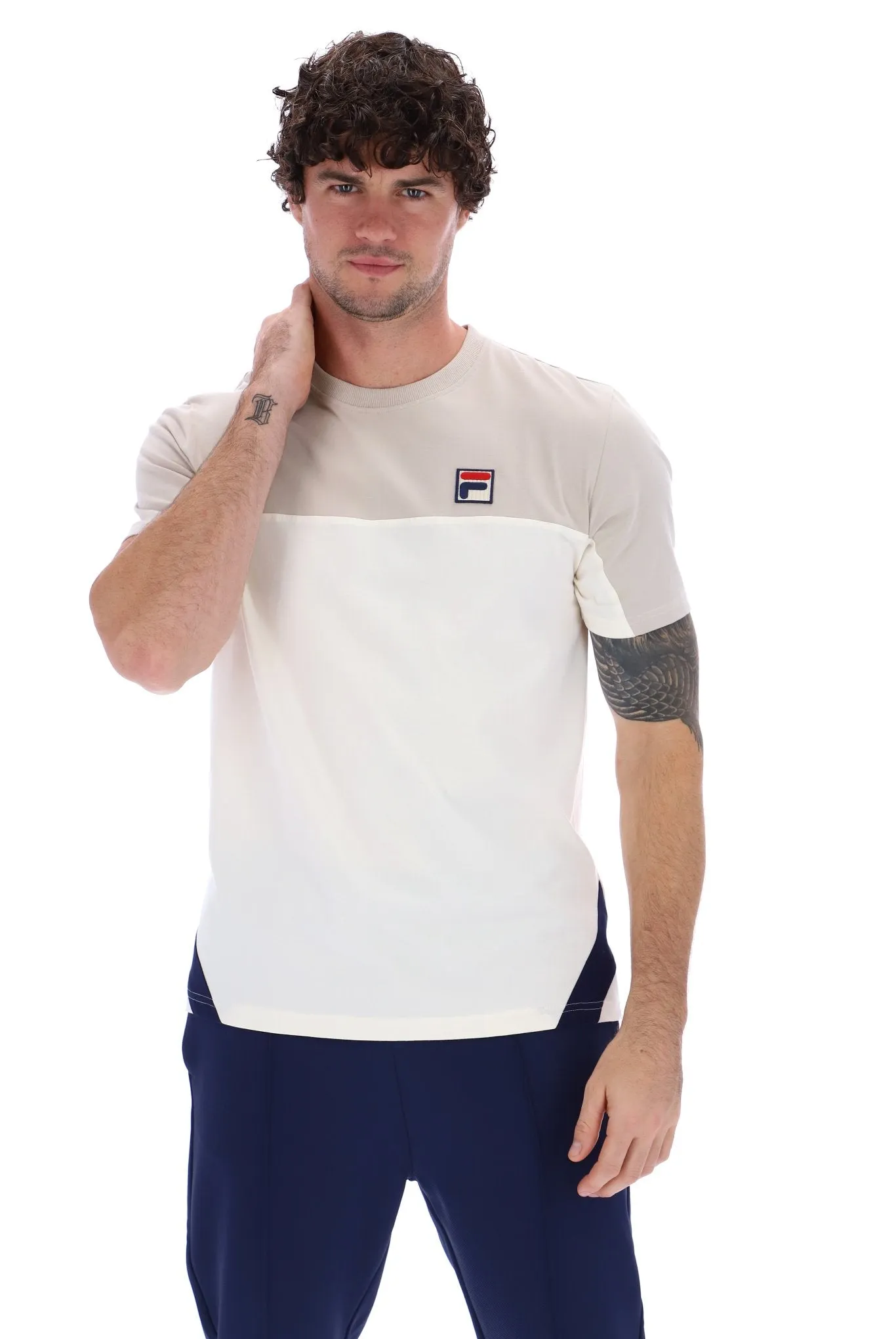 Fila FW24MH027 Tiebreaker T-shirt 130 Gardenia/Silver/Navy