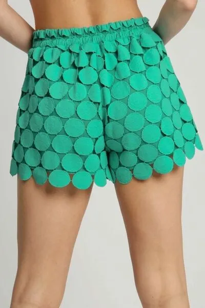 Flirty Turquoise Polka Dot Lace Shorts for Stylish Women
