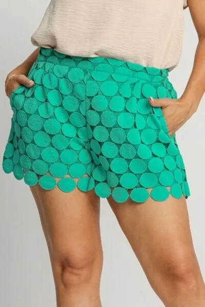 Flirty Turquoise Polka Dot Lace Shorts for Stylish Women