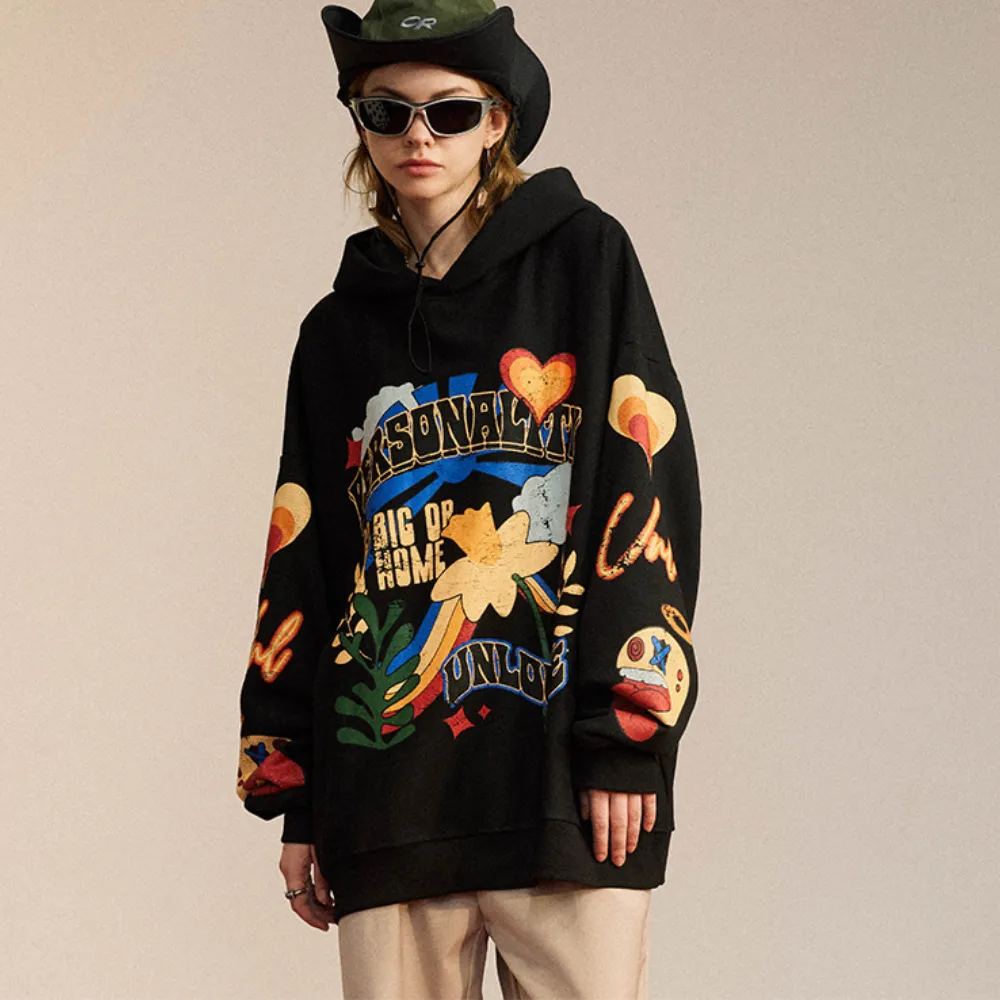 Floral Heart Print Hoodie