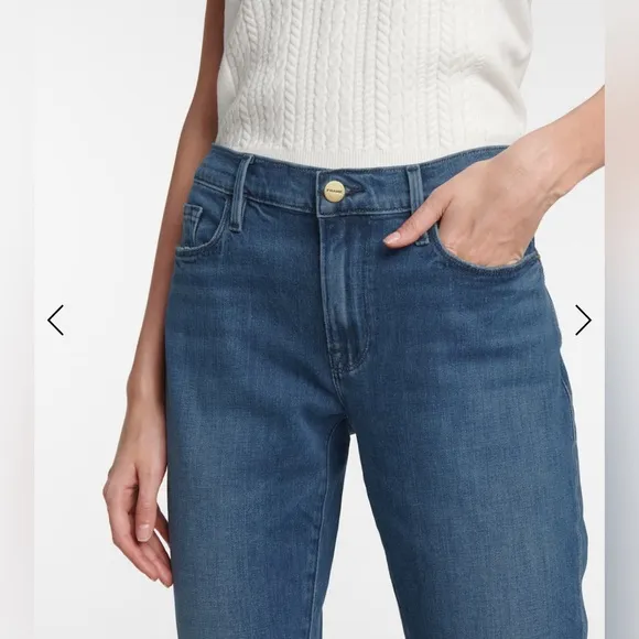 Frame Denim Le Garçon Mid-Rise Skinny Straight Jeans | Size 27 | Rodeo Blue