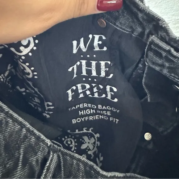 Free People We The Free Black Tapered Baggy High Rise Boyfriend Jeans