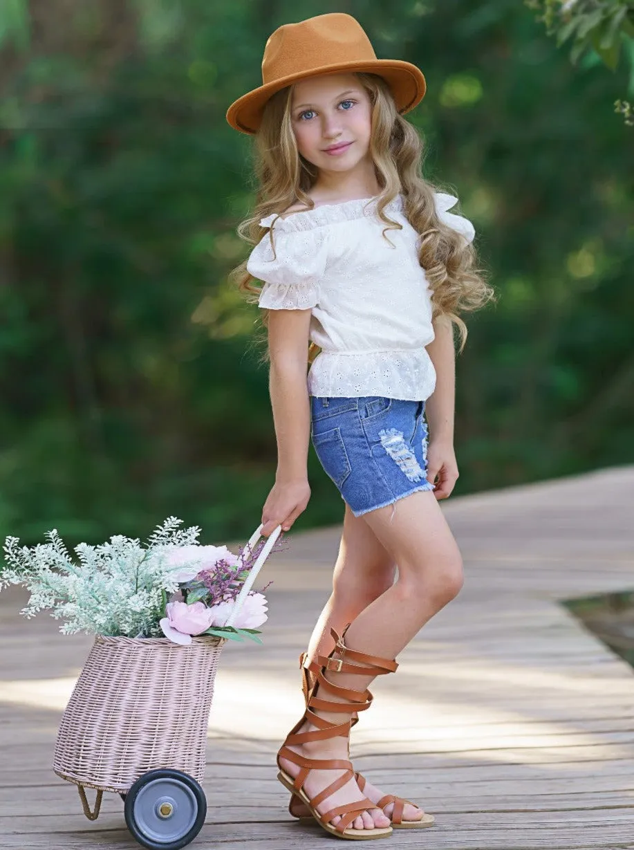 Frilly Fun Denim Shorts Set