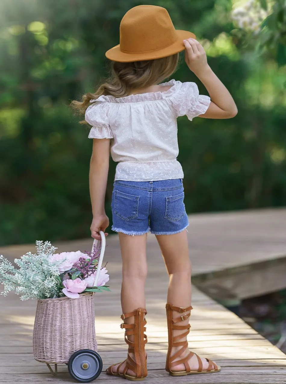 Frilly Fun Denim Shorts Set