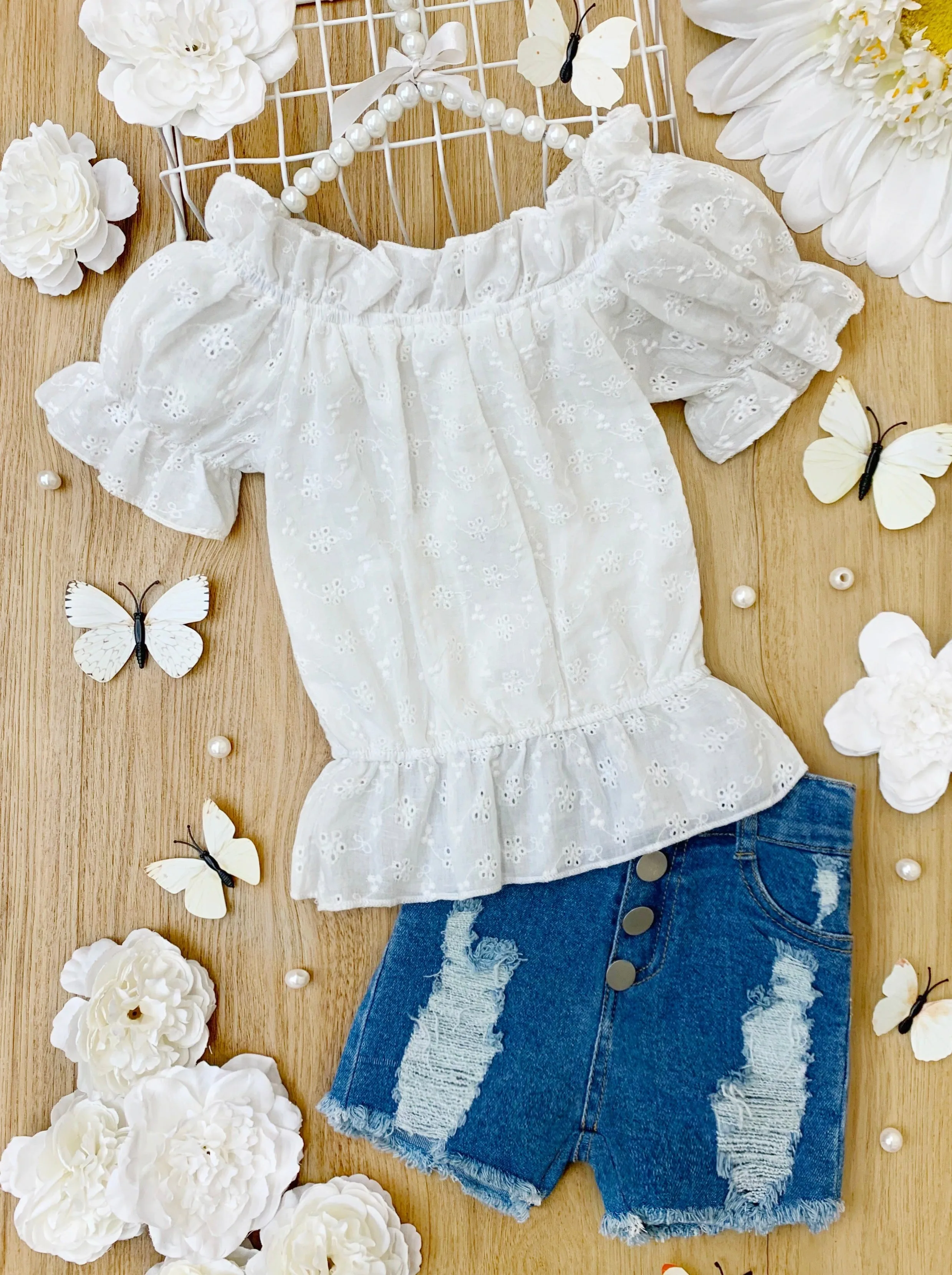 Frilly Fun Denim Shorts Set