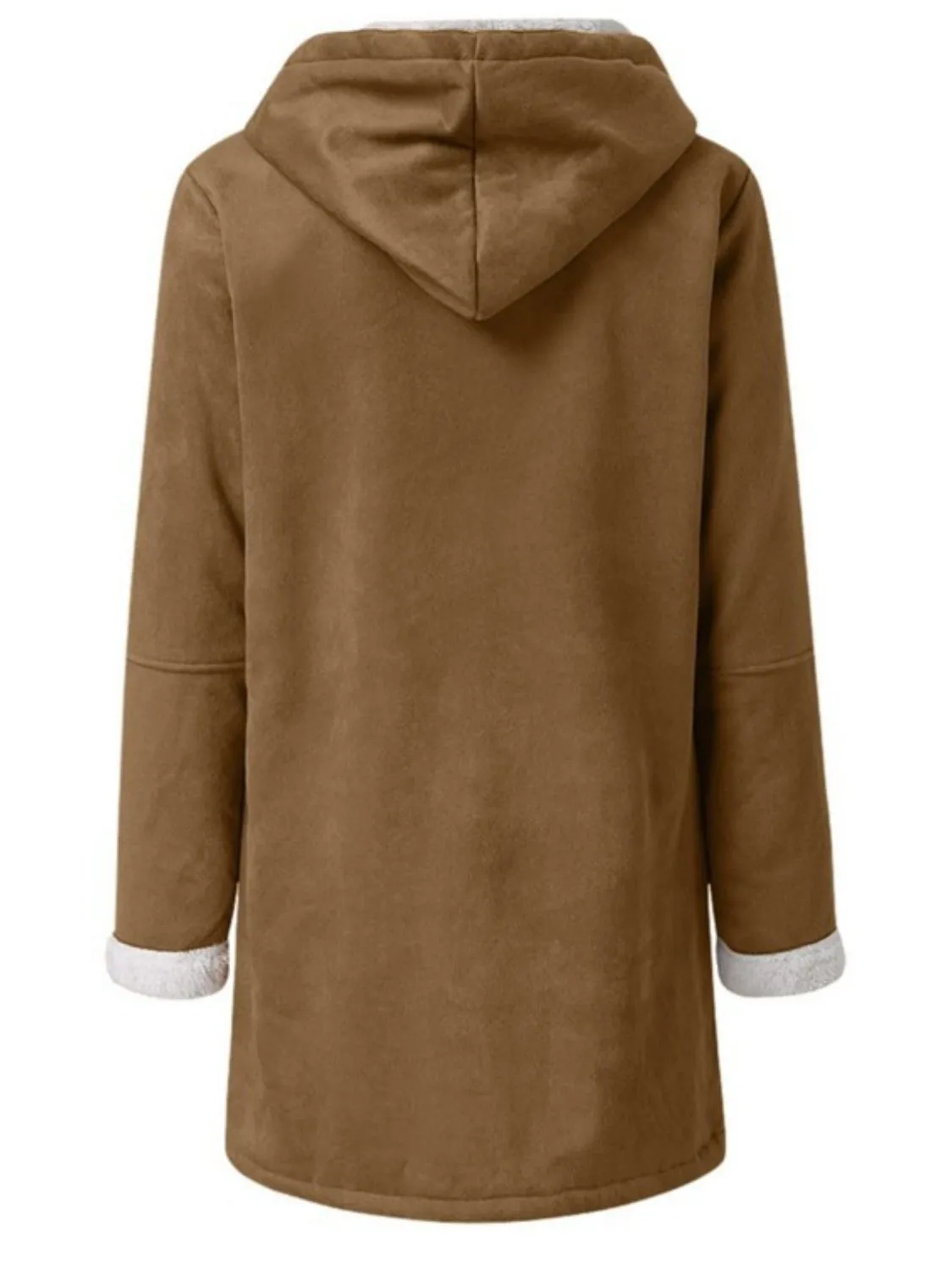 Full Size Pocketed Long Sleeve Hooded Toggle Jacket