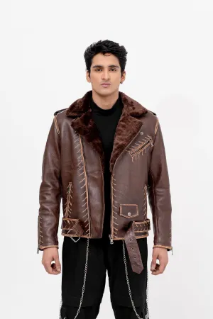 GALLERY-CLAD MAVERICK RUB OFF LEATHER JACKET
