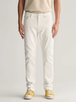 Gant Men White Solid Regular Fit Mid-Rise Jeans