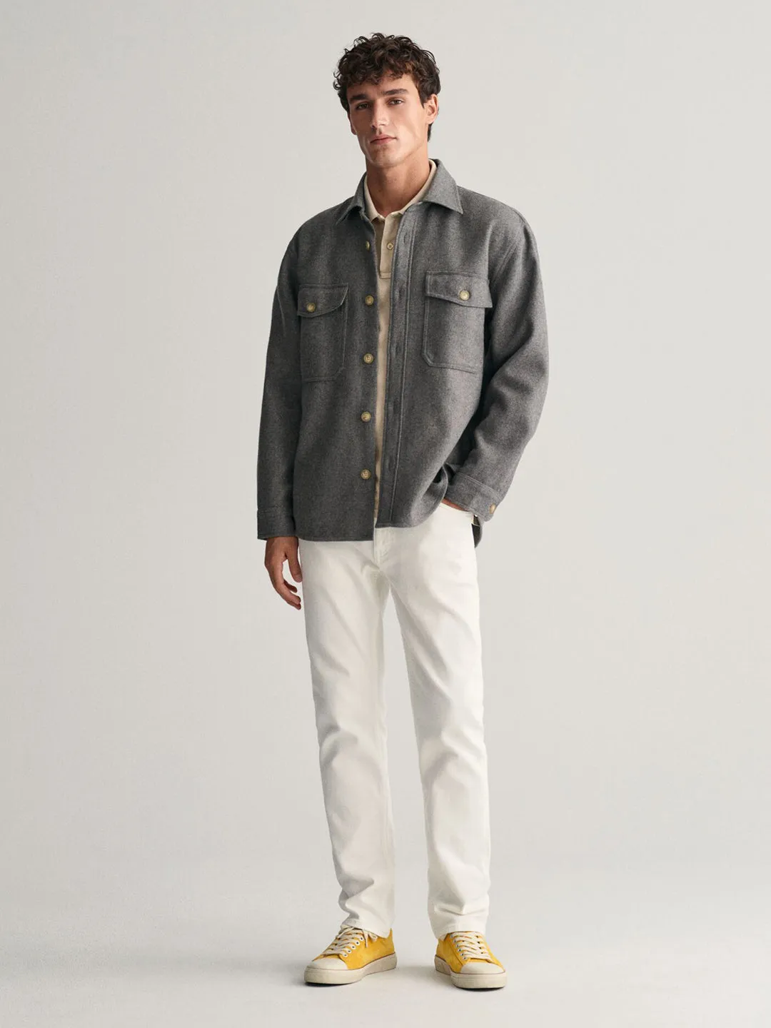 Gant Men White Solid Regular Fit Mid-Rise Jeans