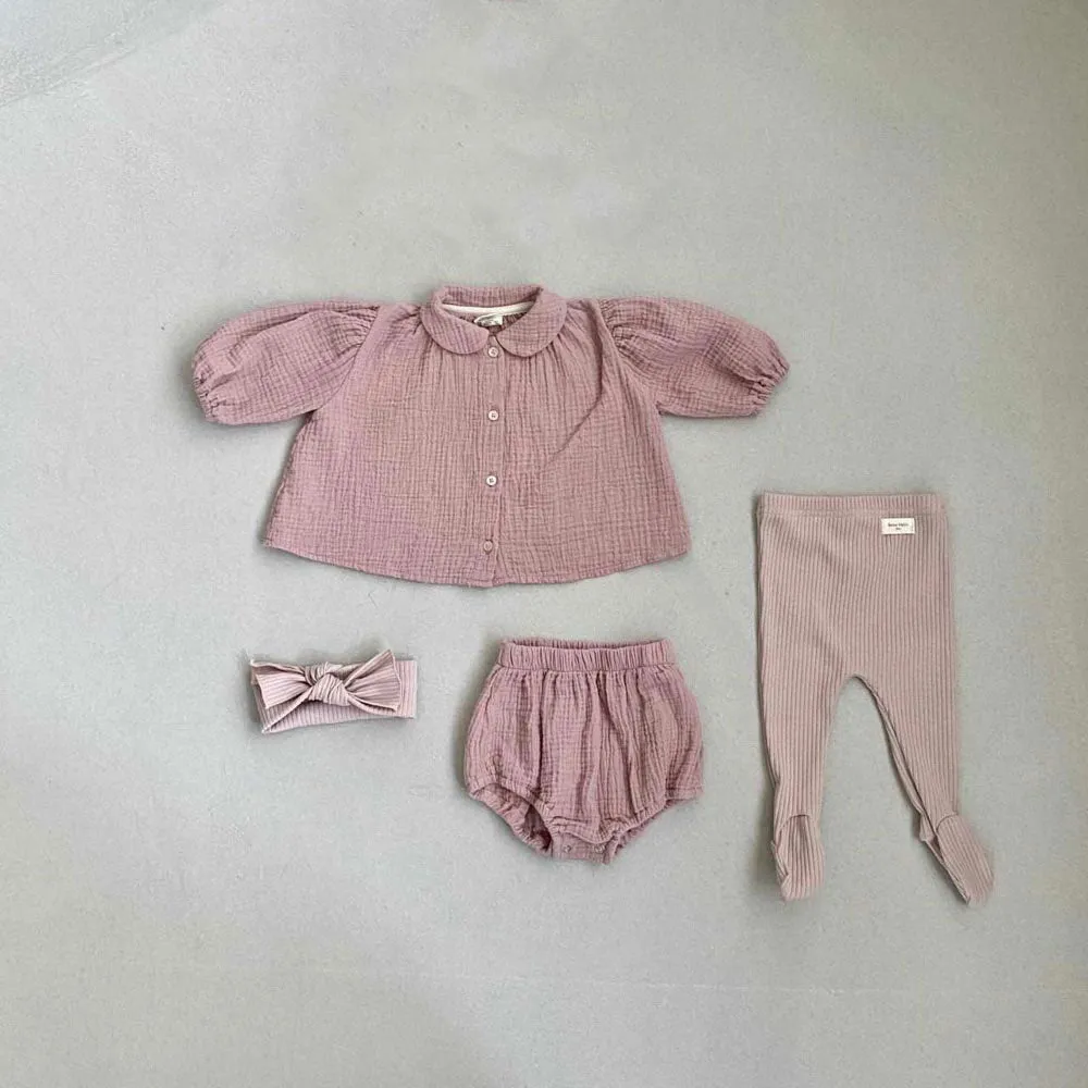 Gemma Gauze Baby Dress & Bloomer Set | Dusty Blush