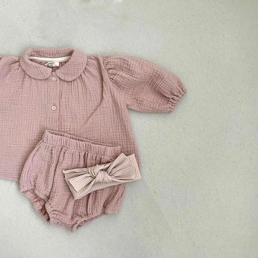 Gemma Gauze Baby Dress & Bloomer Set | Dusty Blush