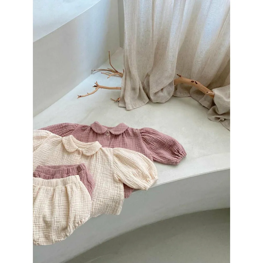 Gemma Gauze Baby Dress & Bloomer Set | Dusty Blush