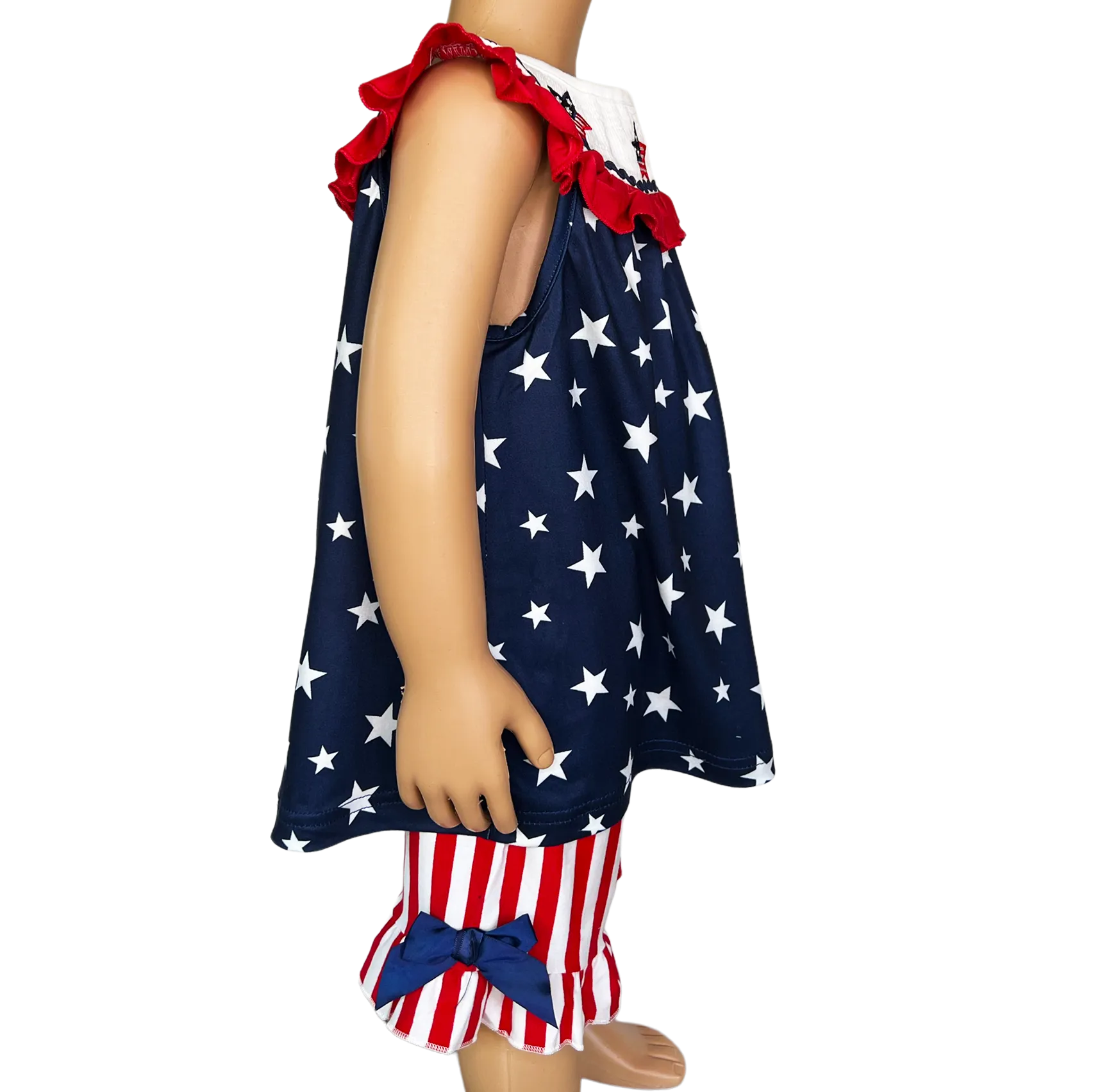 Girls 4th of July Smocked Patriotic Tunic & Shorts Outfit