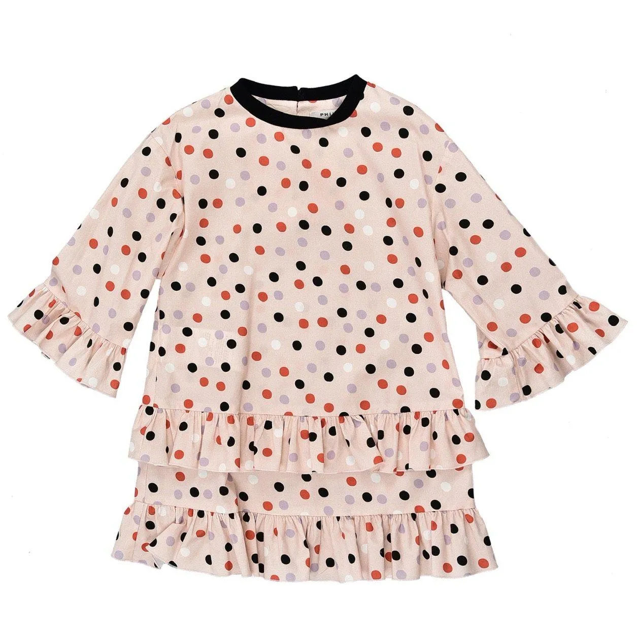 Girls Pink Spotted Frill Dress