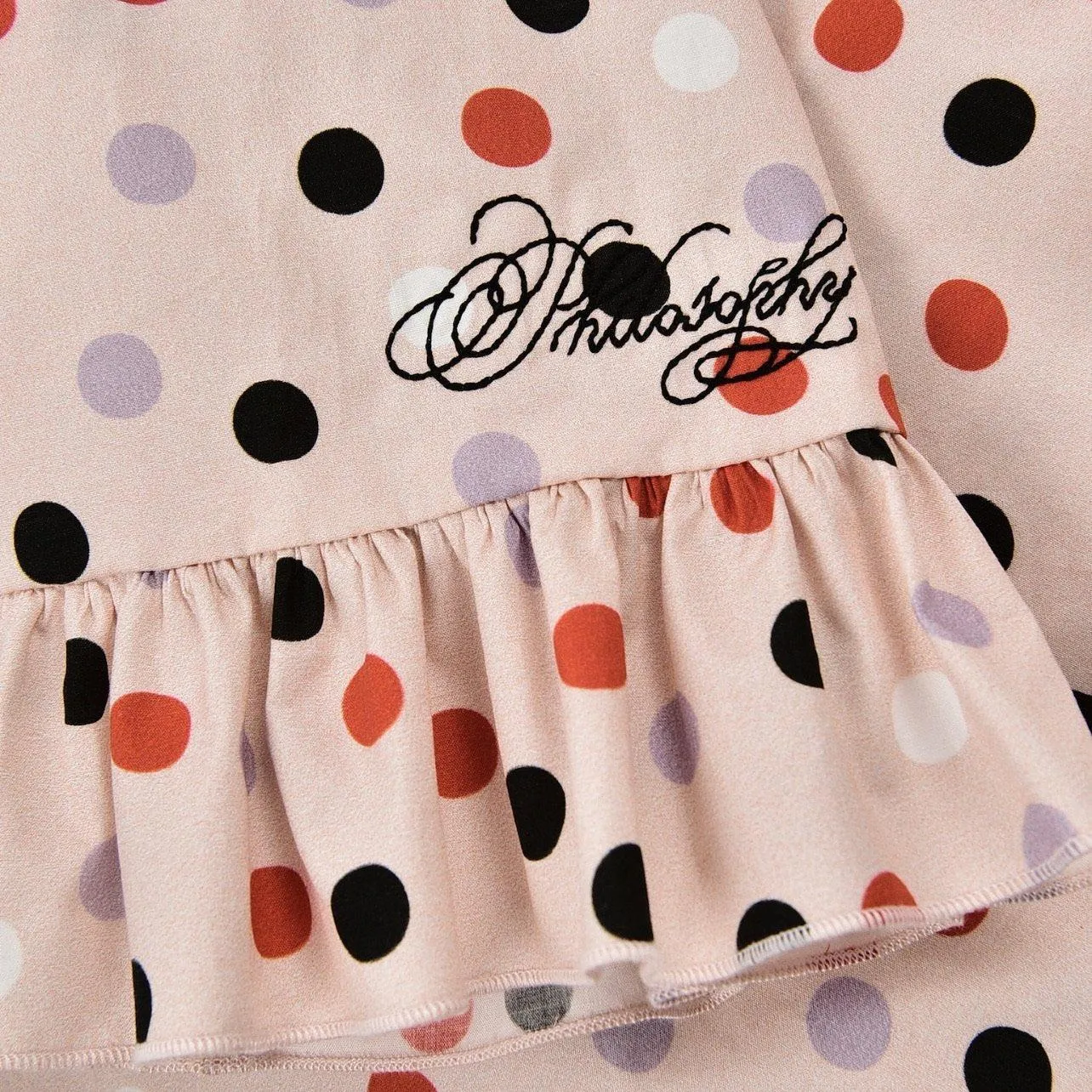 Girls Pink Spotted Frill Dress