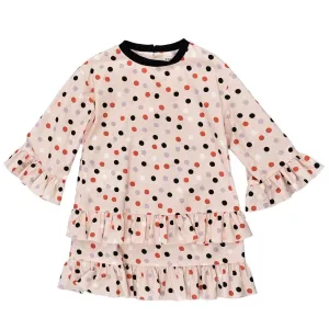 Girls Pink Spotted Frill Dress