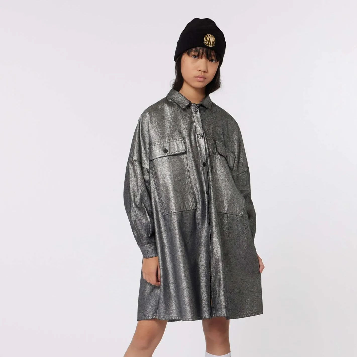 Girls Silver Denim Dress