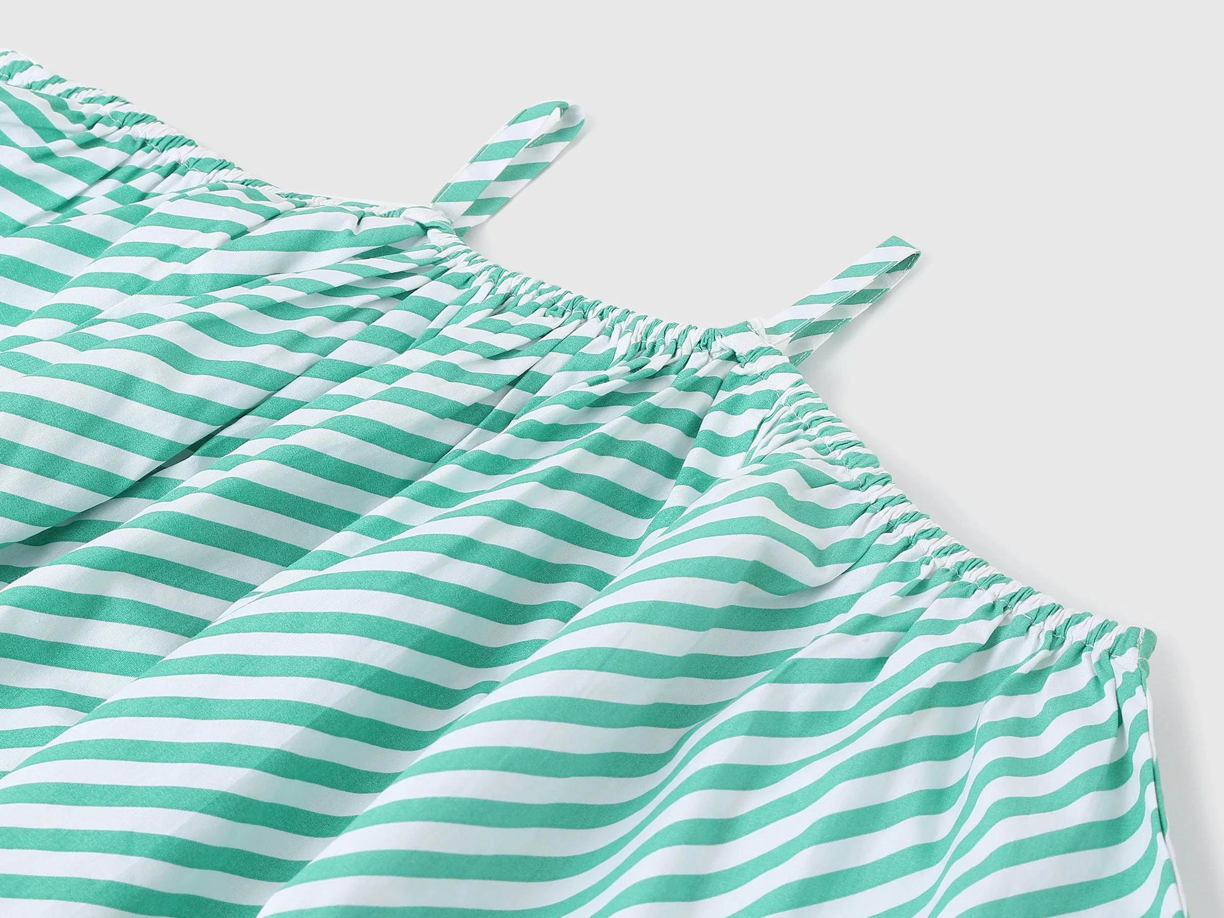 Girls Striped Shoulder Strap Dress