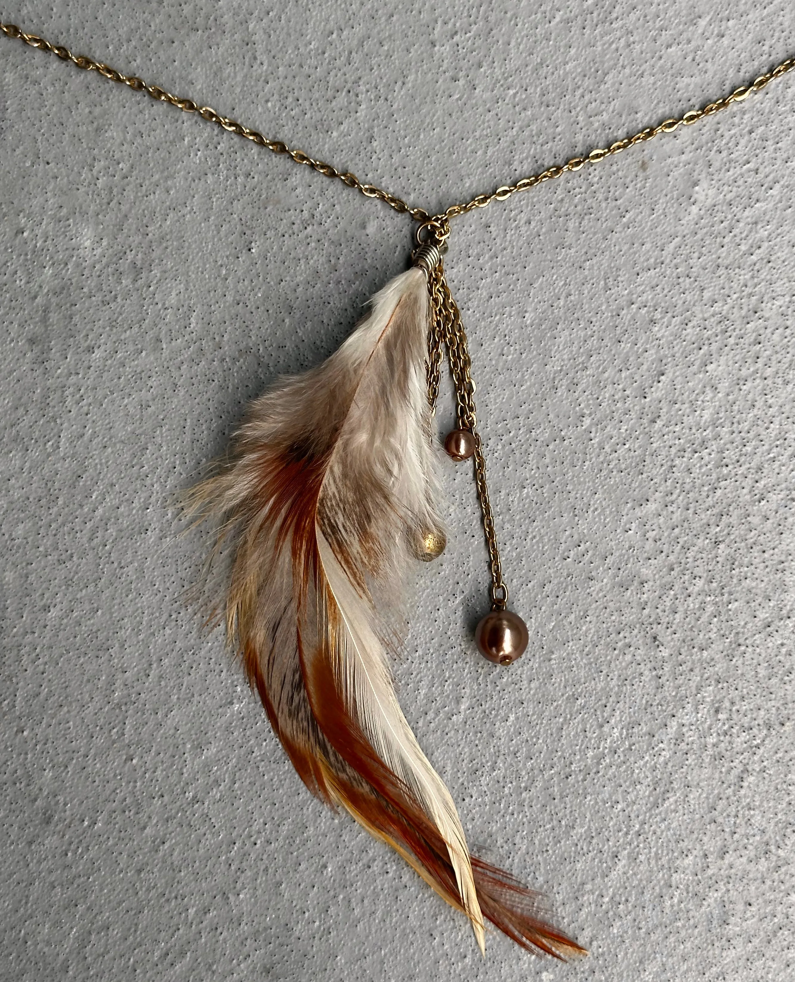 G.O.A Early 00s Brass Feather Necklace