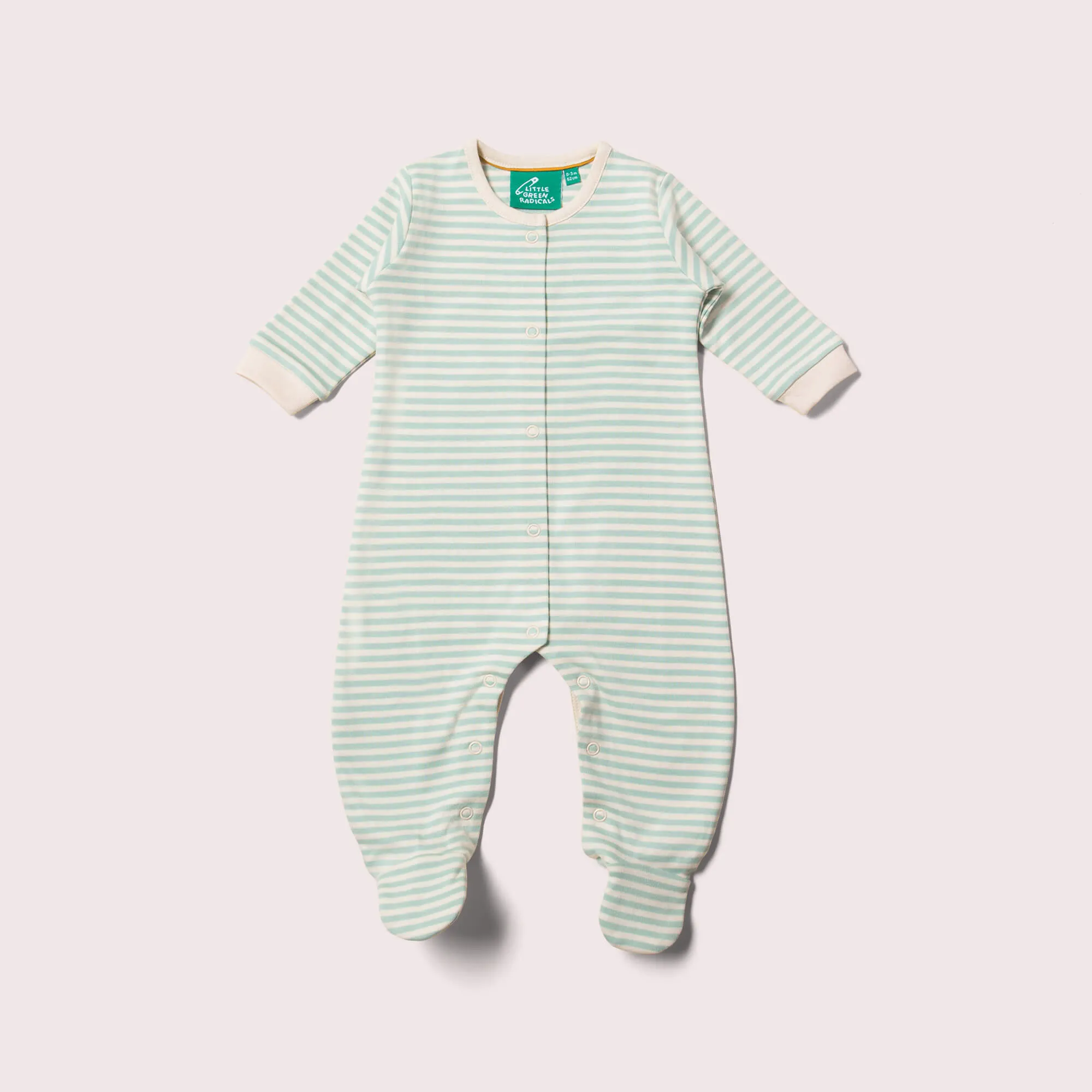 Gold & Green Striped Organic Babygrow Set