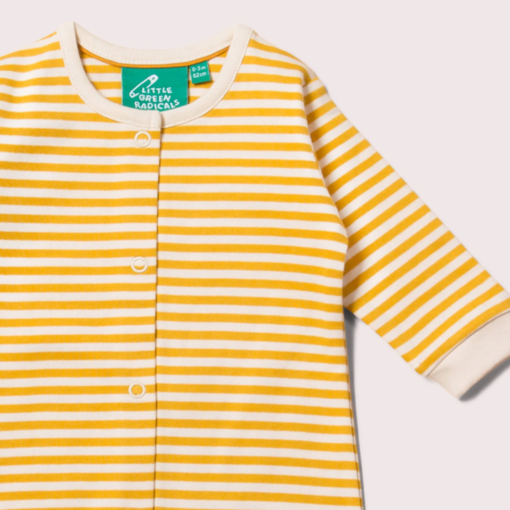 Gold & Green Striped Organic Babygrow Set