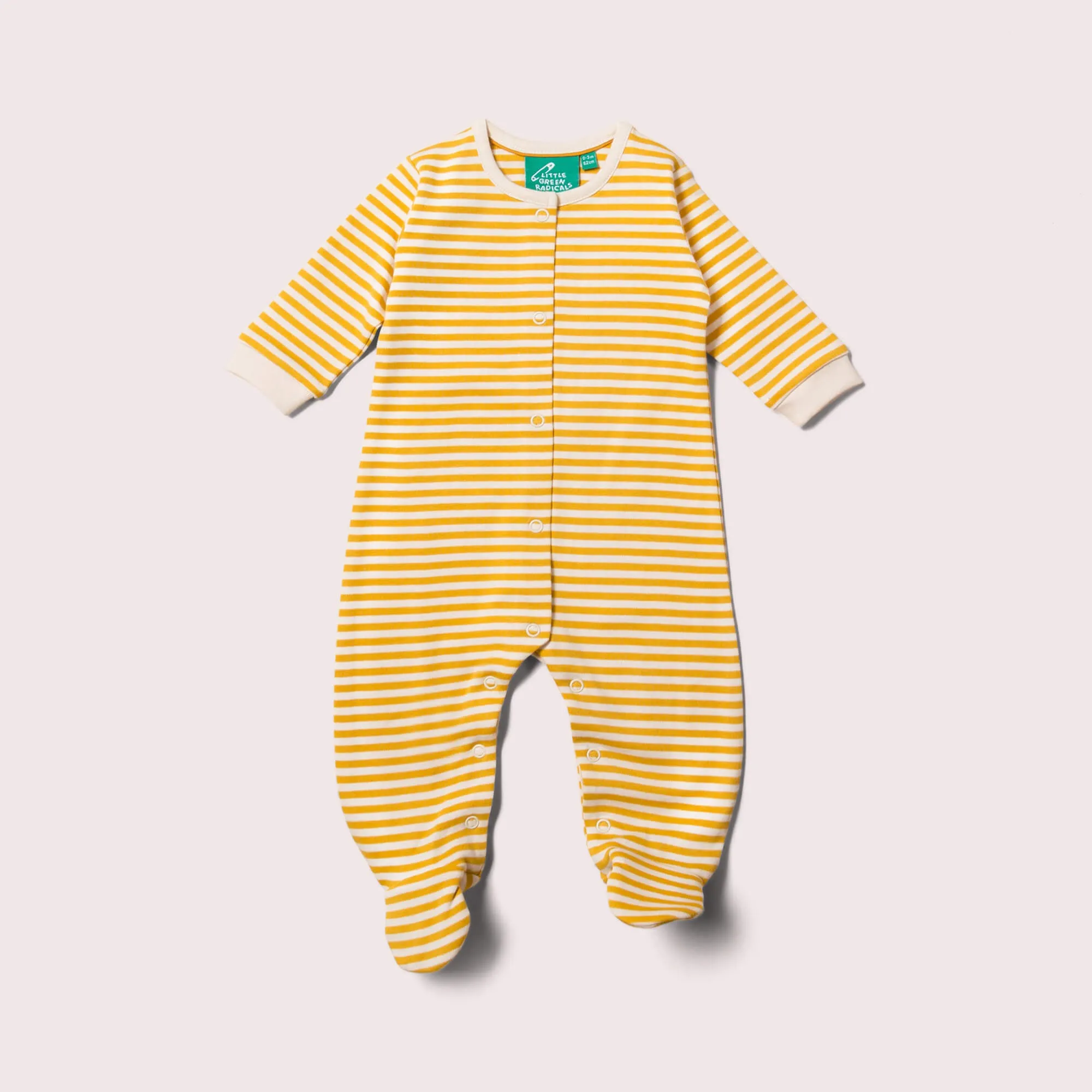 Gold & Green Striped Organic Babygrow Set