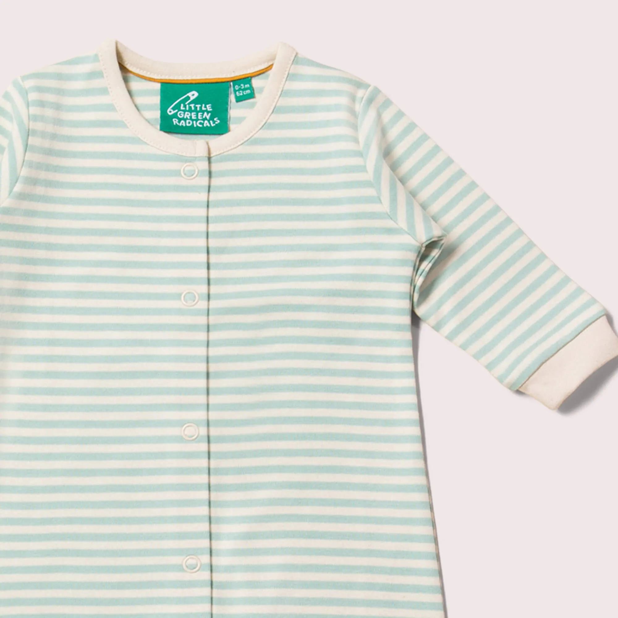 Gold & Green Striped Organic Babygrow Set
