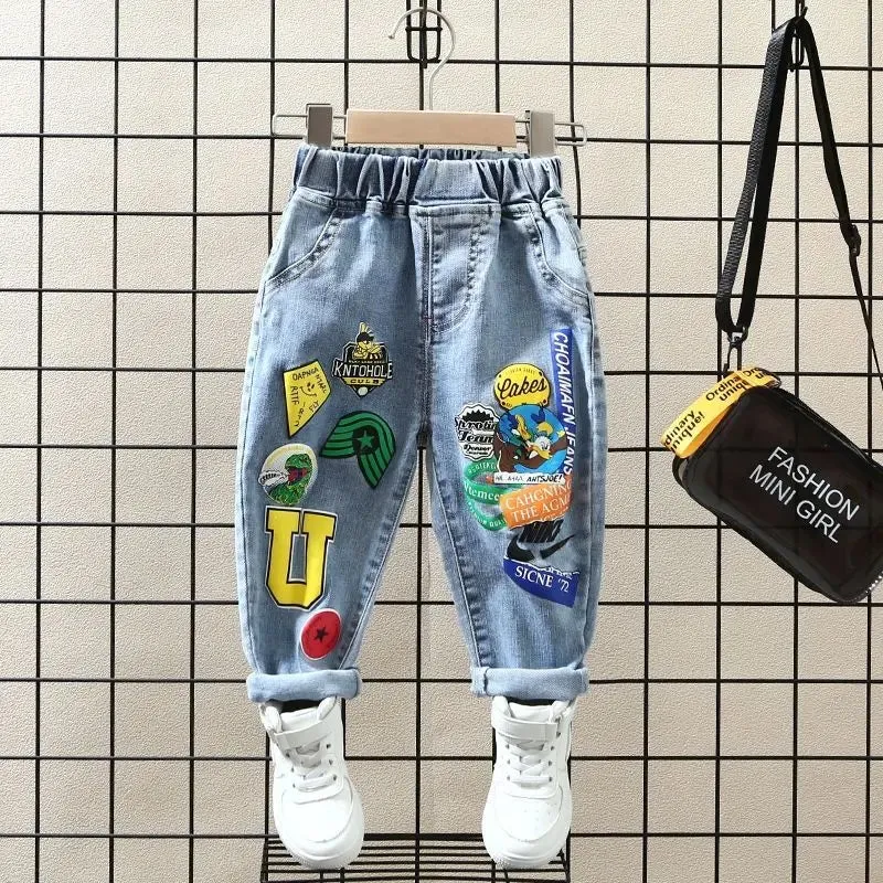 Graphic Patchwork Loose Fit Jean