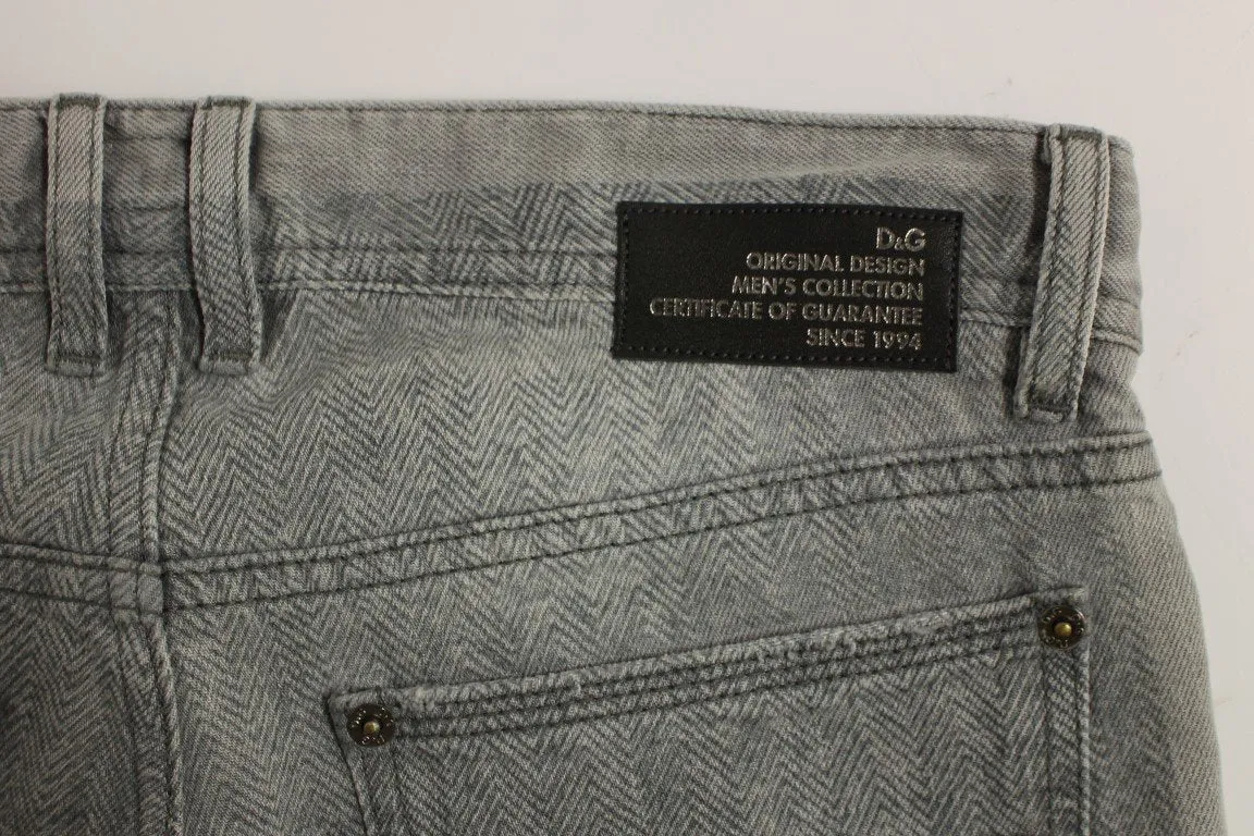 Gray Straight Pattern POWER Logo Jeans