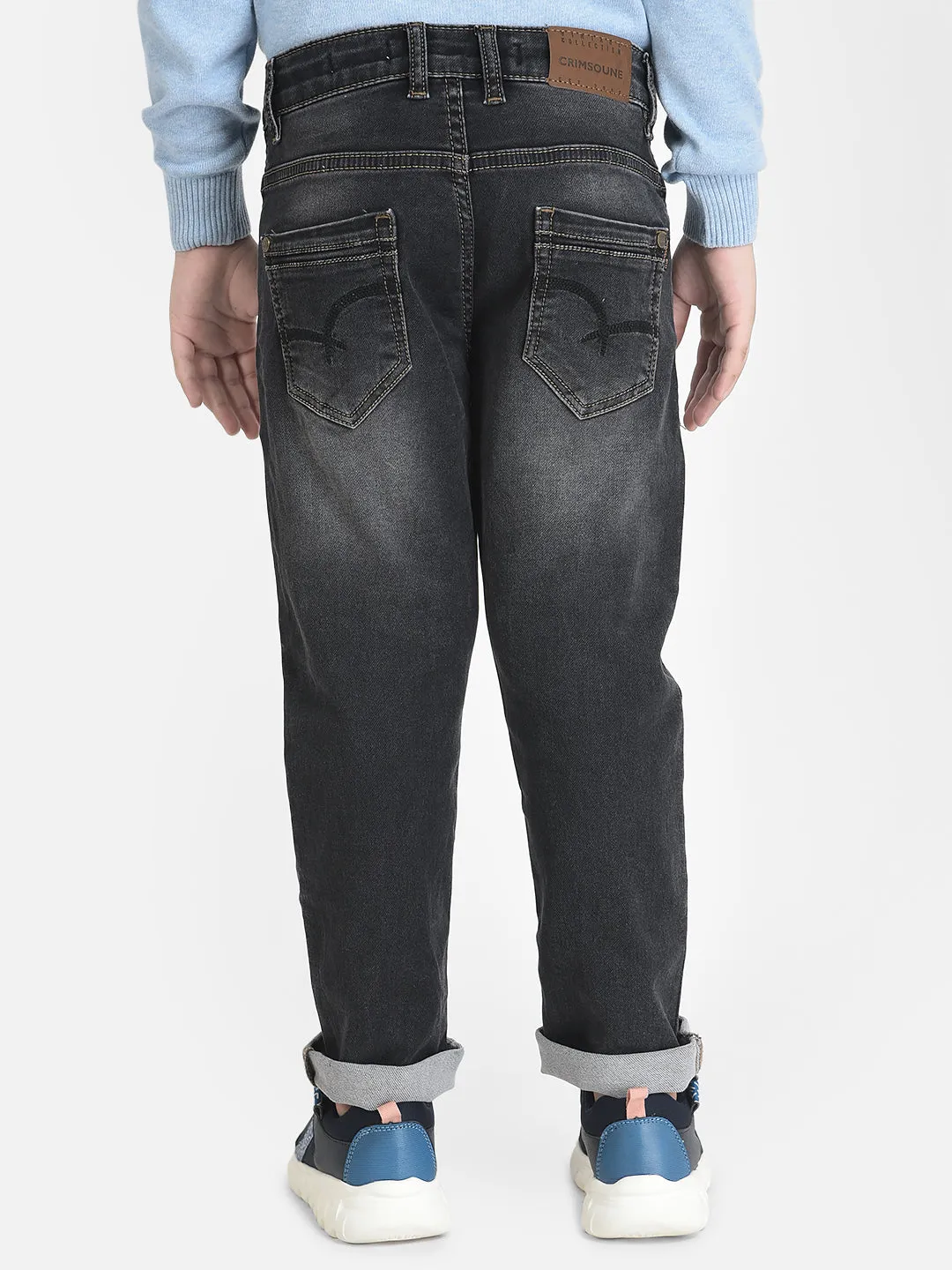 Grey Jeans in Light Wash Detail