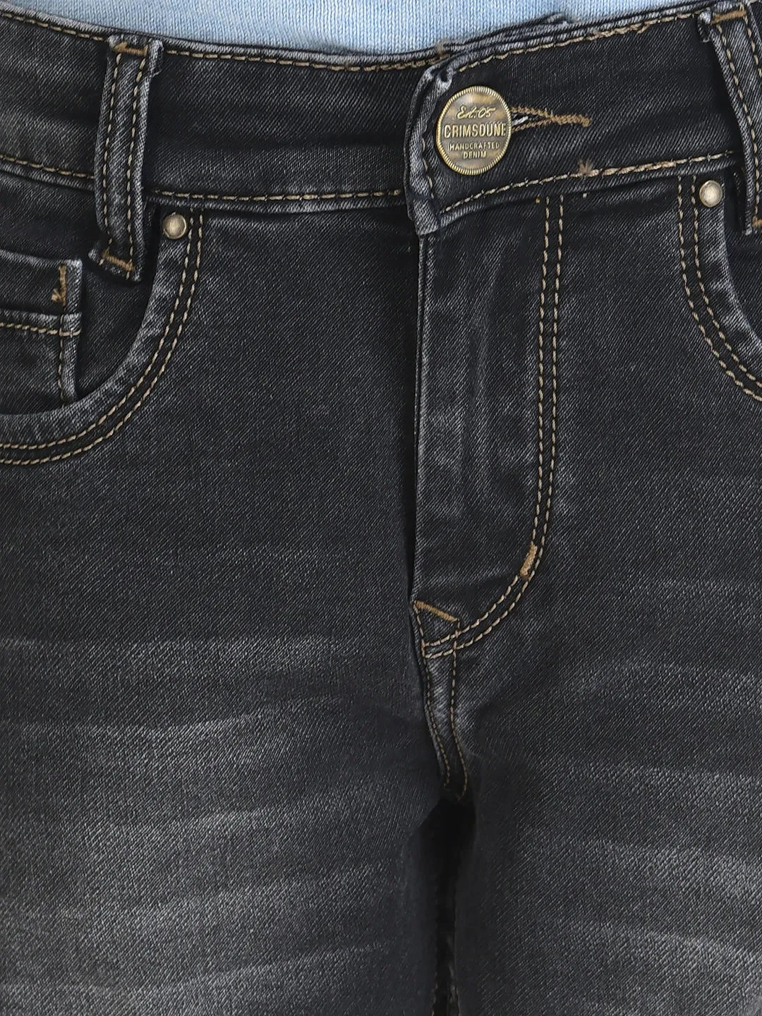 Grey Jeans in Light Wash Detail