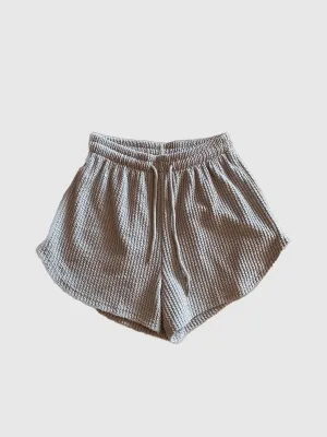 Grey Textured Knit Shorts