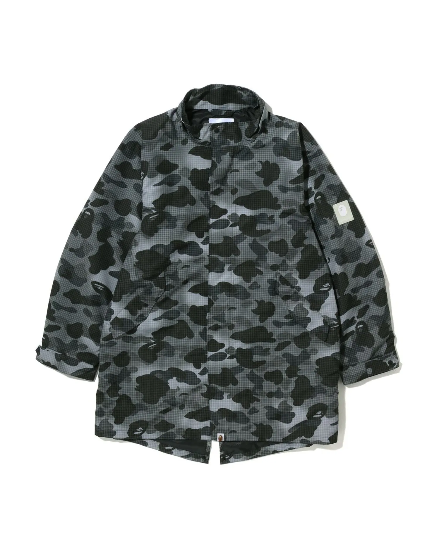 Grid Camo Relaxed Fit Fish Tail Coat
