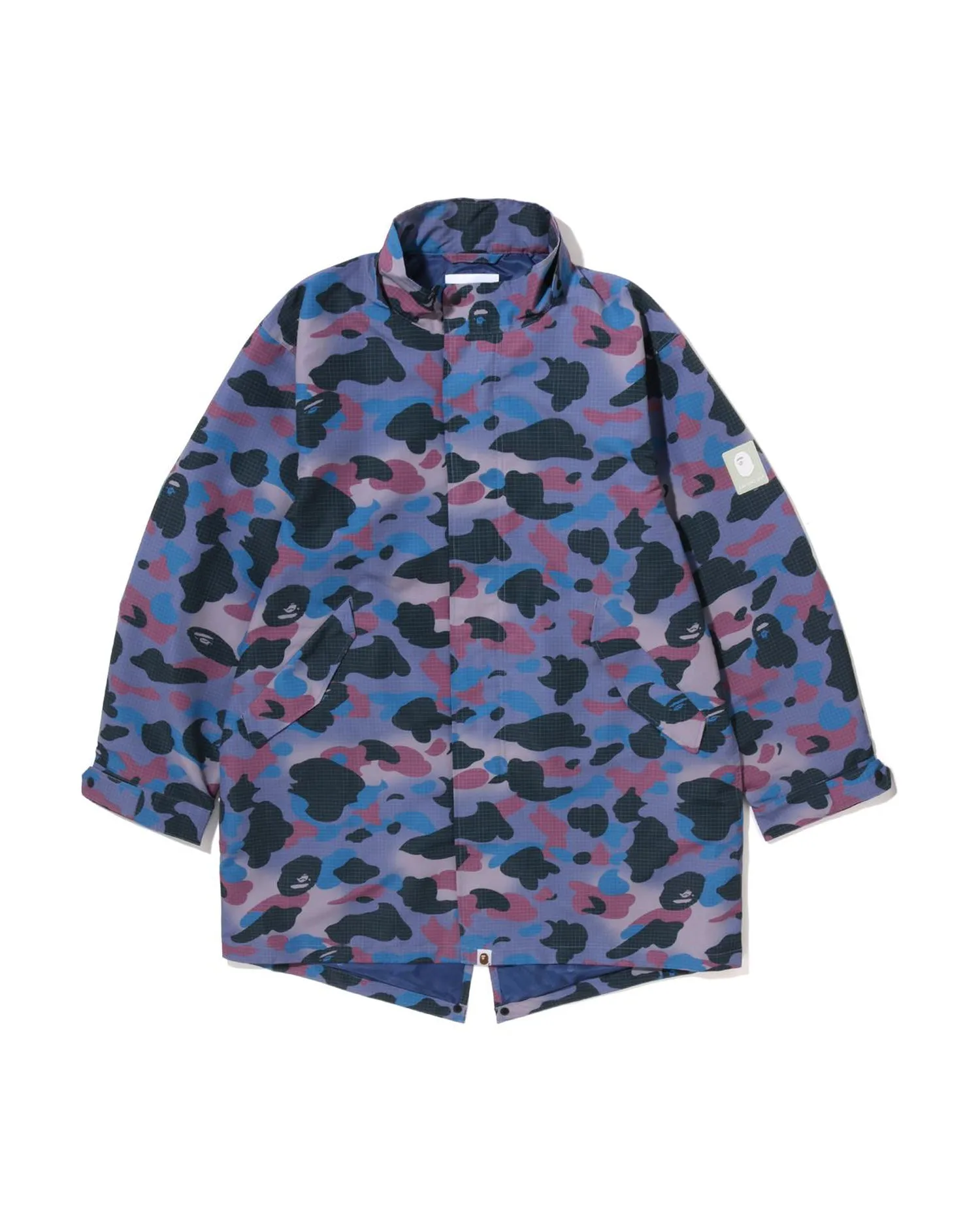 Grid Camo Relaxed Fit Fish Tail Coat
