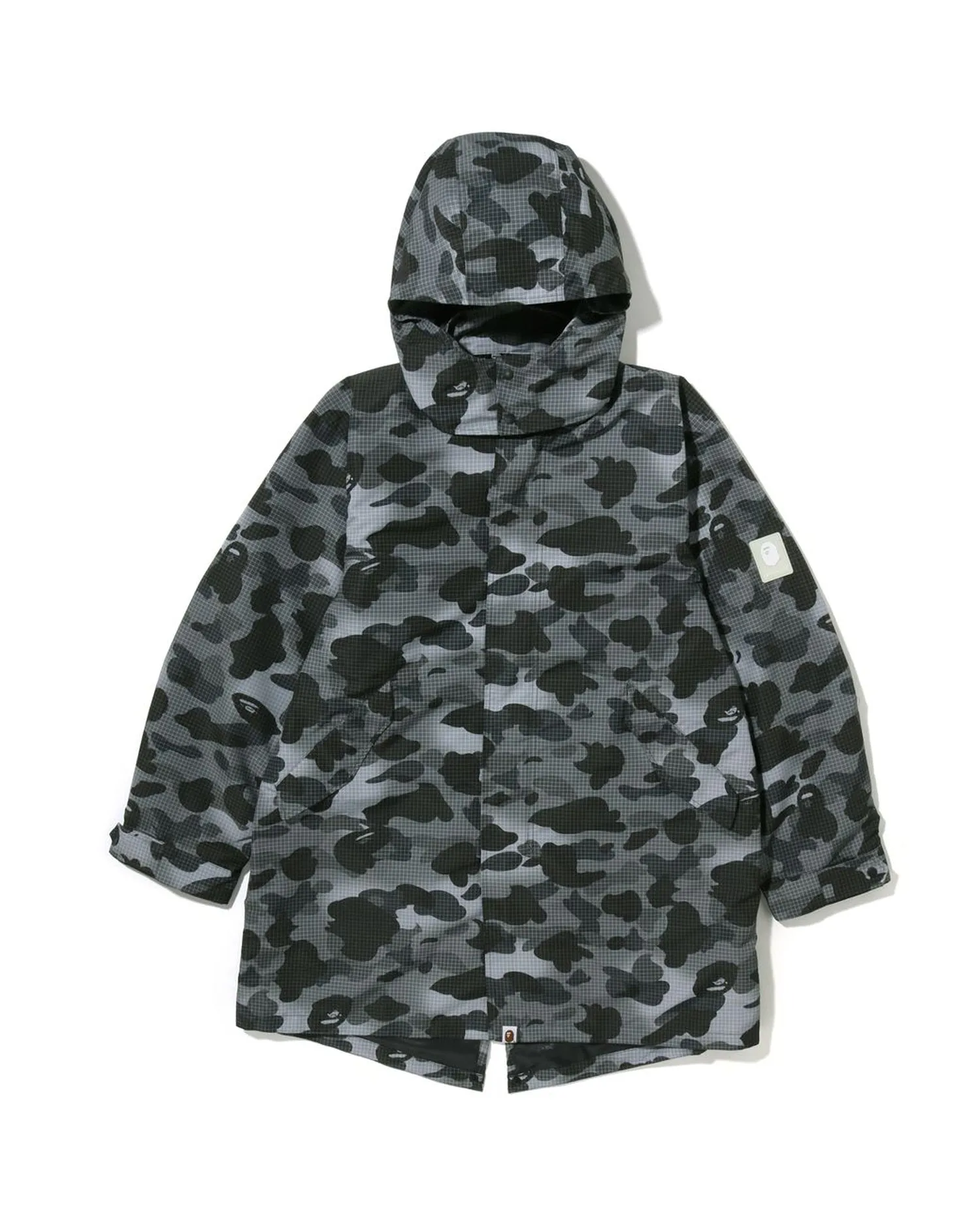 Grid Camo Relaxed Fit Fish Tail Coat
