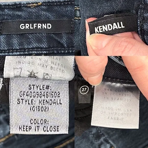 GRLFRND Kendall High-Rise Skinny Jeans in Keep It Close Dark Wash Denim Size 27