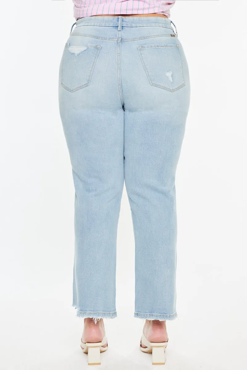 Hailey High Rise Cropped Straight Leg Jeans (Plus)