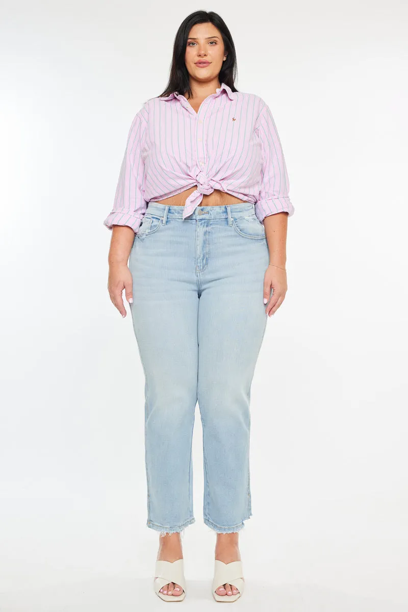Hailey High Rise Cropped Straight Leg Jeans (Plus)