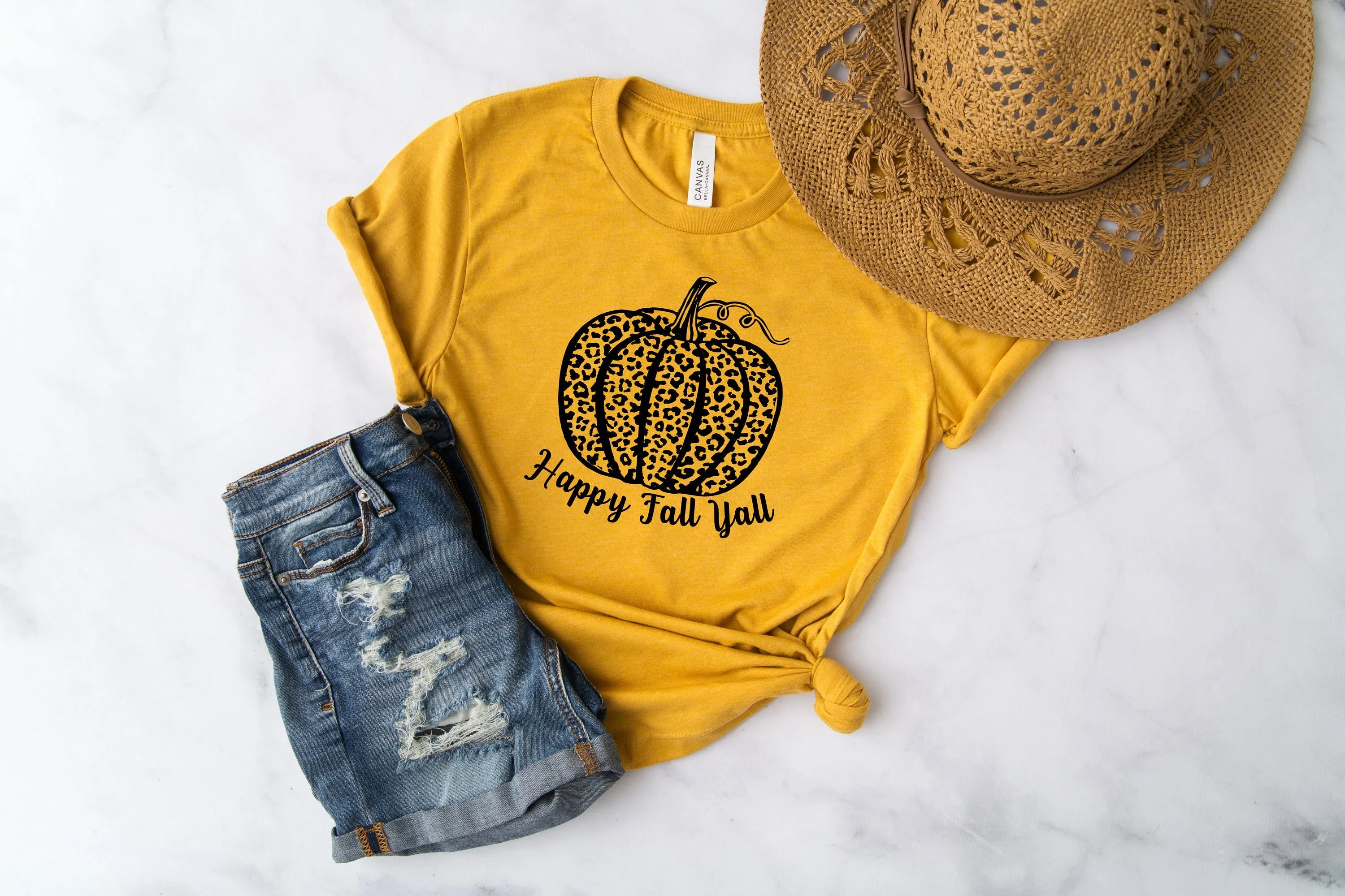 Happy Fall Yall Cheetah Pumpkin T-Shirt