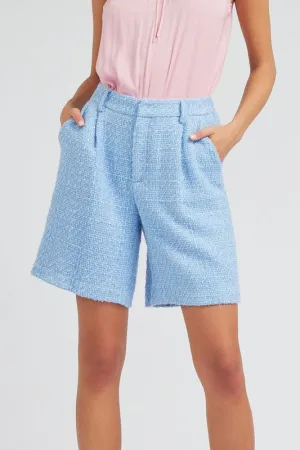 High-Rise Side Pocket Tweed Shorts
