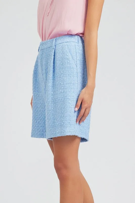High-Rise Side Pocket Tweed Shorts
