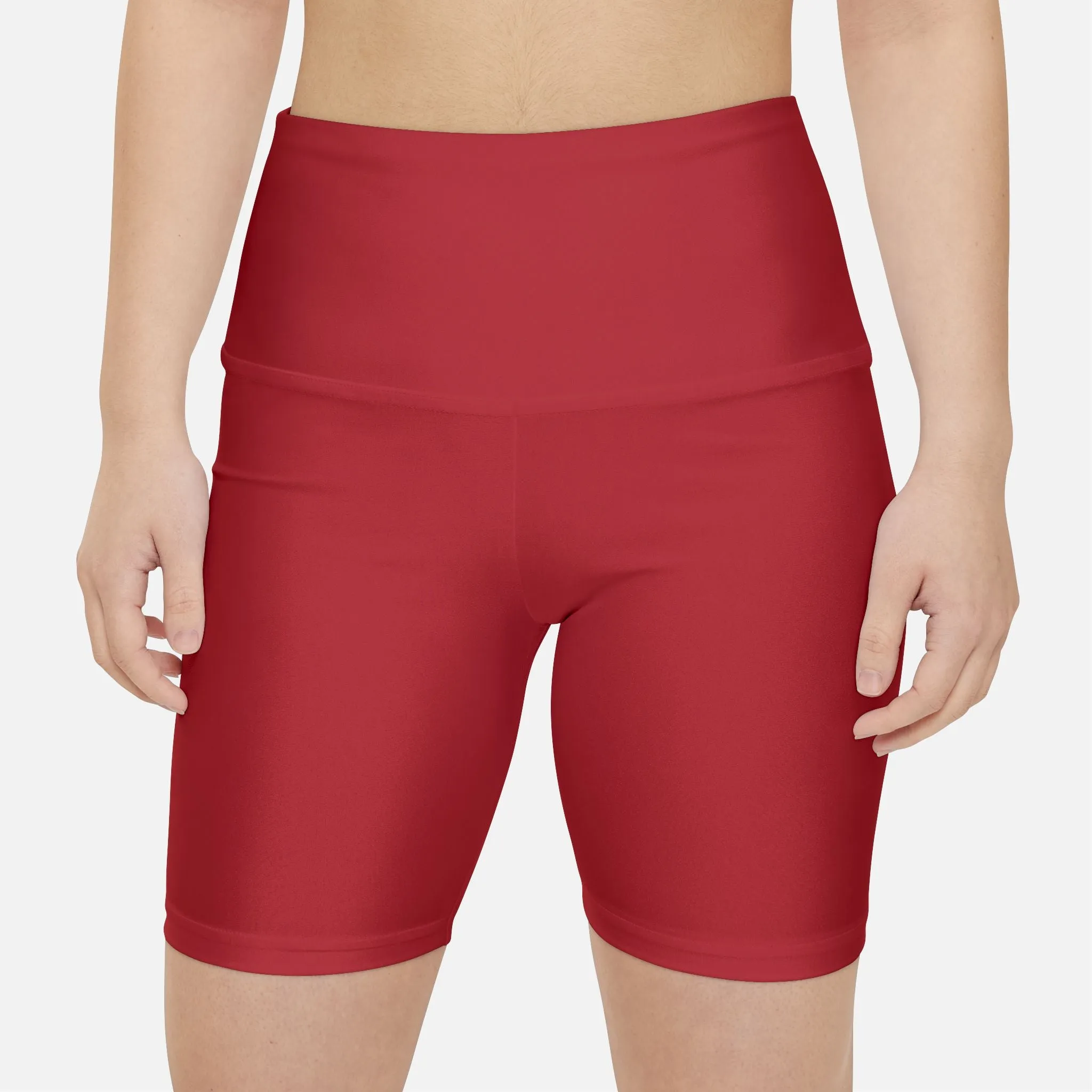High Waistband Yoga Shorts - Red