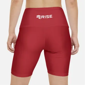High Waistband Yoga Shorts - Red