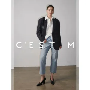 High-Waisted Straight-Leg Jeans