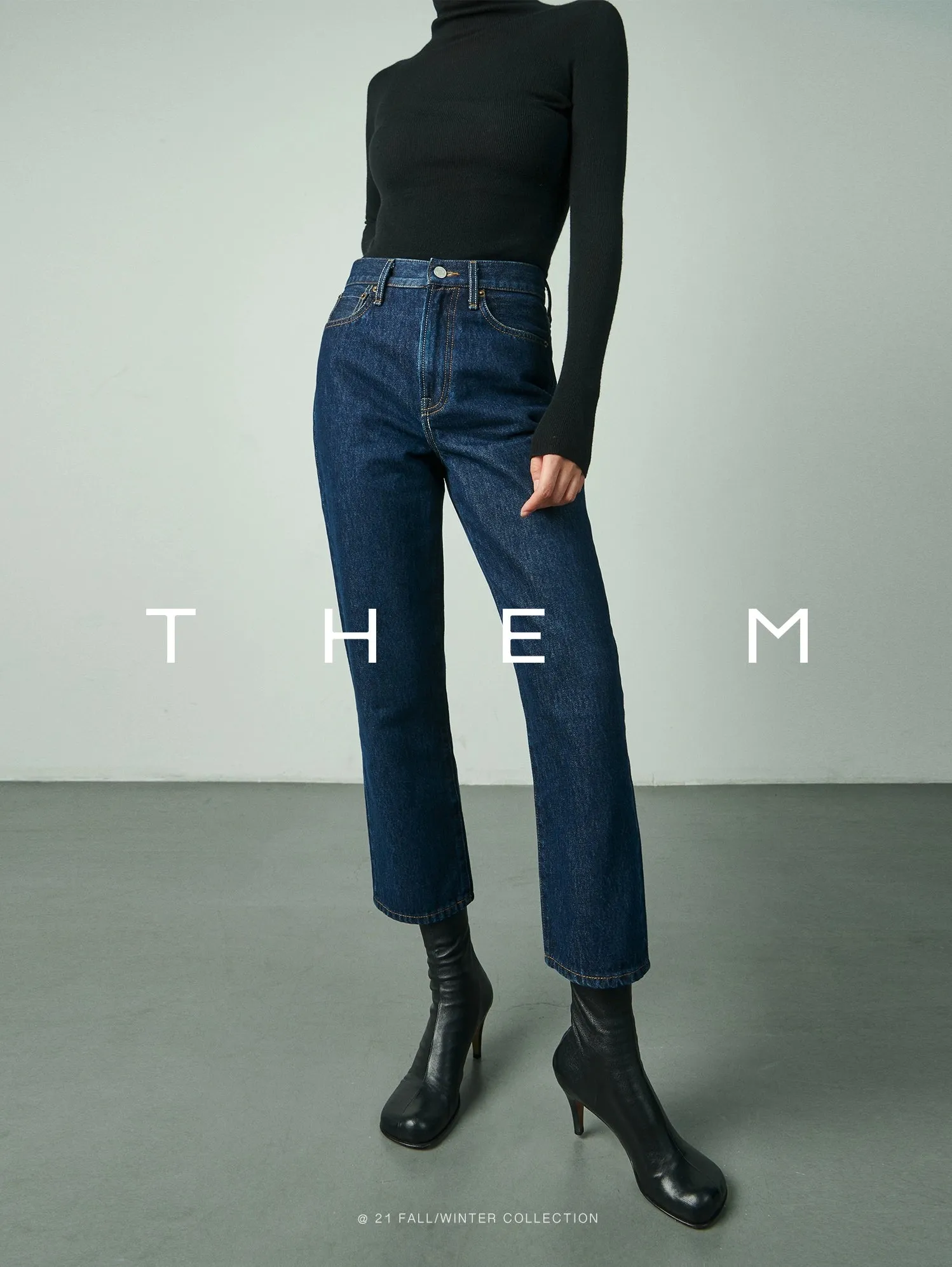 High-Waisted Straight-Leg Jeans